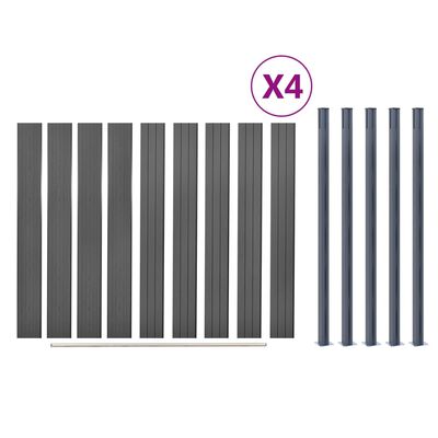 vidaXL Zaunelement-Set Grau 699x186 cm WPC