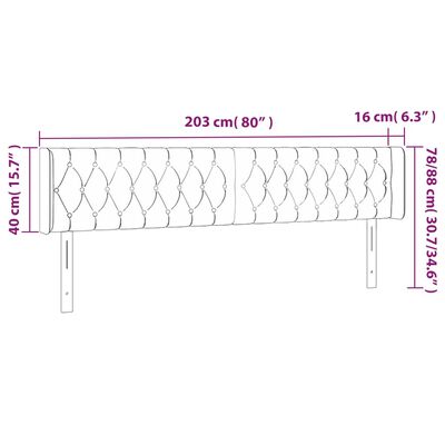 vidaXL LED Kopfteil Dunkelbraun 203x16x78/88 cm Stoff