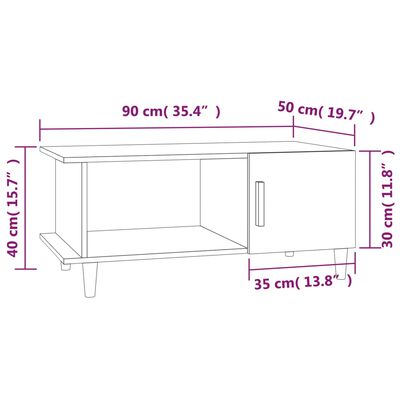 vidaXL Couchtisch Braun Eichen-Optik 90x50x40 cm Holzwerkstoff