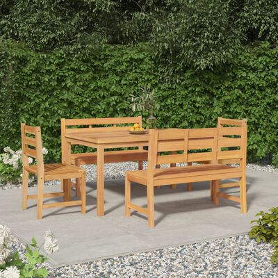 vidaXL 5-tlg. Garten-Essgruppe Massivholz Teak