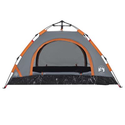 vidaXL Campingzelt 2 Personen Grau und Orange Quick Release