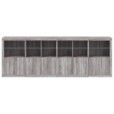 vidaXL Sideboard mit LED-Leuchten Grau Sonoma 283x37x100 cm