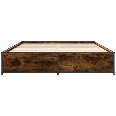 vidaXL Bettgestell Räuchereiche 120x190 cm Holzwerkstoff und Metall