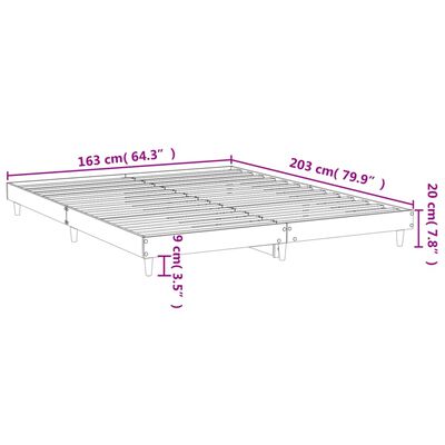 vidaXL Bettgestell Räuchereiche 160x200 cm Holzwerkstoff