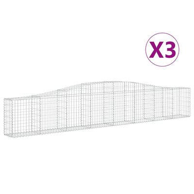 vidaXL Gabionen mit Hochbogen 3 Stk. 400x30x60/80 cm Verzinktes Eisen