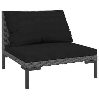 vidaXL Gartensofas 2 Stk. mit Kissen Halbrundes Poly Rattan