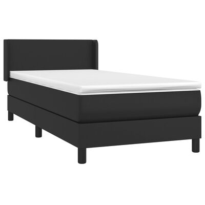 vidaXL Boxspringbett mit Matratze Schwarz 100x200 cm Kunstleder