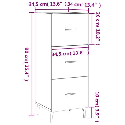 vidaXL Sideboard Braun Eichen-Optik 34,5x34x90 cm Holzwerkstoff