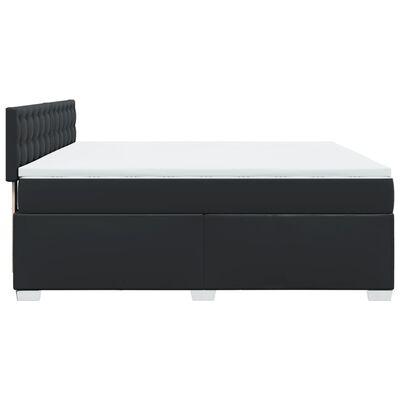 vidaXL Boxspringbett mit Matratze Schwarz 180x200 cm Kunstleder