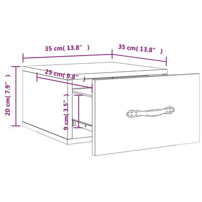 vidaXL Wand-Nachttische 2 Stk. Betongrau 35x35x20 cm