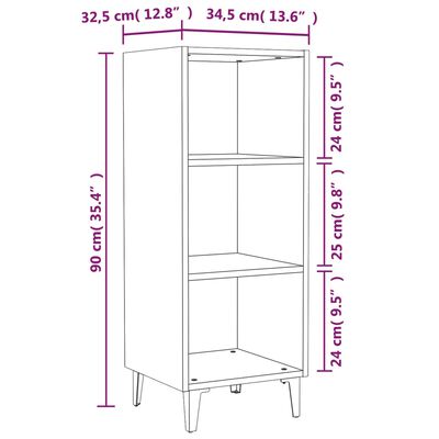 vidaXL Sideboard Grau Sonoma 34,5x32,5x90 cm Holzwerkstoff