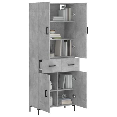 vidaXL Highboard Betongrau 69,5x34x180 cm Holzwerkstoff