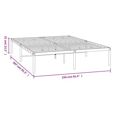 vidaXL Bettgestell Metall Weiß 150x200 cm