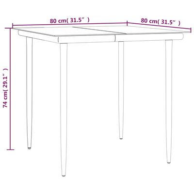 vidaXL 3-tlg. Garten-Essgruppe mit Kissen Schwarz Poly Rattan