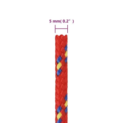 vidaXL Bootsseil Rot 5 mm 250 m Polypropylen