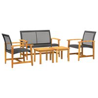 vidaXL 5-tlg. Garten-Lounge-Set Schwarz Poly Rattan und Akazienholz