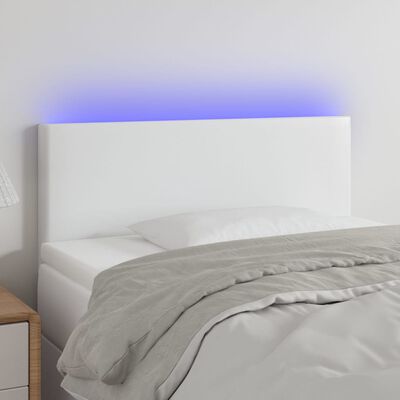 vidaXL LED Kopfteil Weiß 90x5x78/88 cm Kunstleder