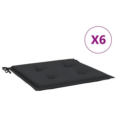 vidaXL Gartenstuhl-Kissen 6 Stk. Schwarz 40x40x3 cm Oxford-Gewebe