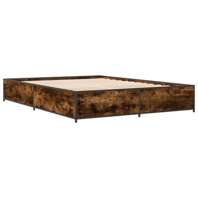 vidaXL Bettgestell Räuchereiche 120x190 cm Holzwerkstoff und Metall