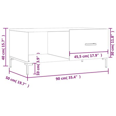 vidaXL Couchtisch Grau Sonoma 90x50x40 cm Holzwerkstoff