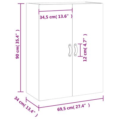 vidaXL Wandschrank Weiß 69,5x34x90 cm