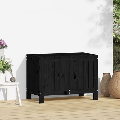 vidaXL Gartentruhe Schwarz 76x42,5x54 cm Massivholz Kiefer