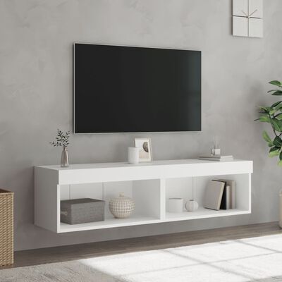 vidaXL TV-Schränke mit LED-Leuchten 2 Stk. Weiß 60x30x30 cm