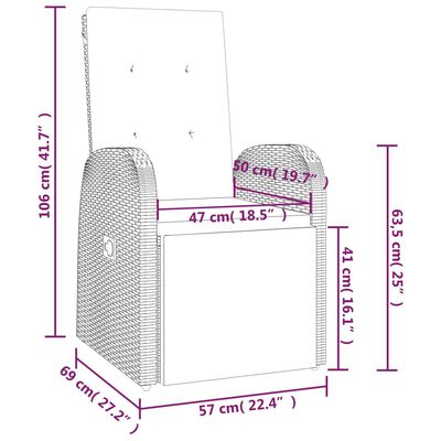 vidaXL 7-tlg. Garten-Essgruppe mit Kissen Grau Poly Rattan