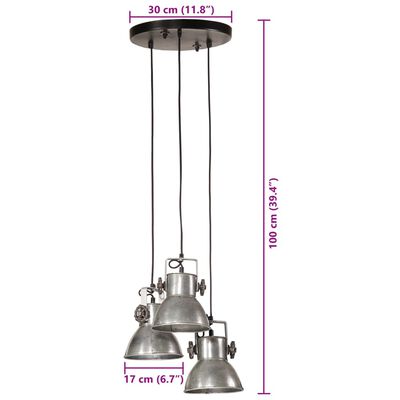 vidaXL Hängelampe 25 W Vintage-Silbern 30x30x100 cm E27