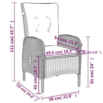 vidaXL 7-tlg. Garten-Essgruppe Poly Rattan Schwarz