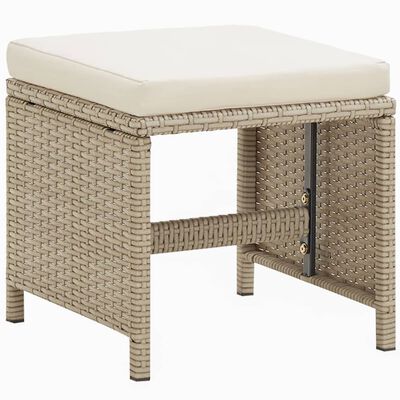 vidaXL 9-tlg. Garten-Essgruppe mit Kissen Poly Rattan Beige