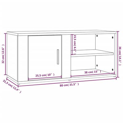 vidaXL TV-Schrank Betongrau 80x31,5x36 cm Holzwerkstoff