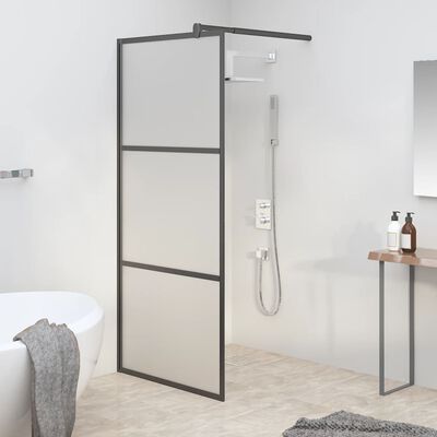 vidaXL Duschwand für Walk-In Dusche 90x195 cm ESG Mattiert Schwarz