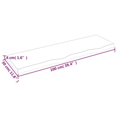 vidaXL Waschtischplatte Dunkelbraun 100x30x(2-4)cm Massivholz