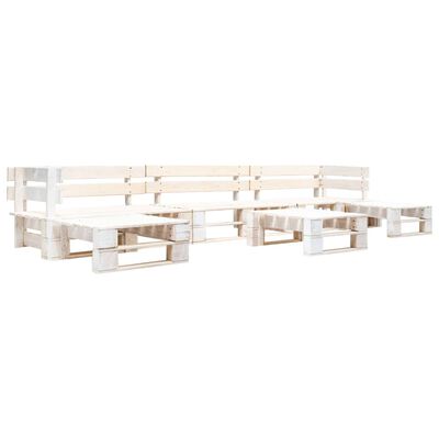 vidaXL 6-tlg. Paletten-Lounge-Set Holz Weiß