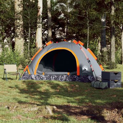 vidaXL Campingzelt 3 Personen Grau und Orange Quick Release