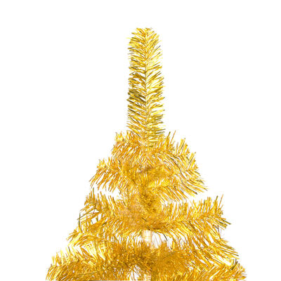 vidaXL Künstlicher Weihnachtsbaum Beleuchtung & Kugeln Gold 210 cm