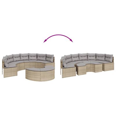 vidaXL 2-tlg. Garten-Sofagarnitur Halbrund Beige Poly-Rattan