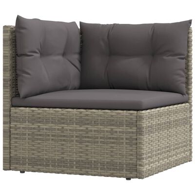 vidaXL 7-tlg. Garten-Lounge-Set mit Kissen Grau Poly Rattan