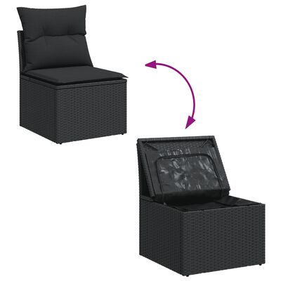 vidaXL 4-tlg. Garten-Sofagarnitur mit Kissen Schwarz Poly Rattan