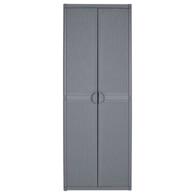 vidaXL Gartenschrank Grau 65x45x172 cm PP Rattan