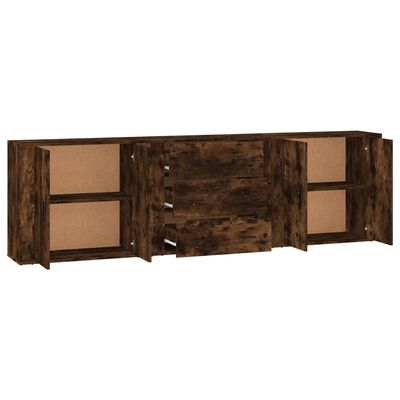 vidaXL Sideboards 3 Stk. Räuchereiche Holzwerkstoff