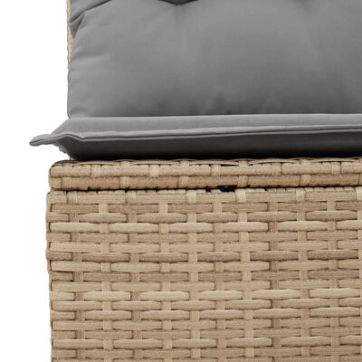 vidaXL 11-tlg. Garten-Sofagarnitur mit Kissen Beige Poly Rattan