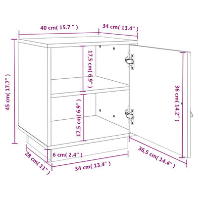 vidaXL Nachttische 2 Stk. Grau 40x34x45 cm Massivholz Kiefer