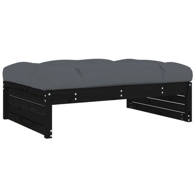 vidaXL 4-tlg. Garten-Lounge-Set mit Kissen Schwarz Massivholz