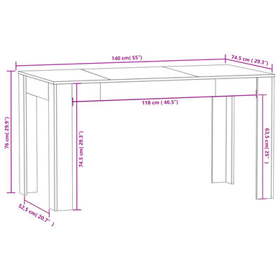 vidaXL Esstisch Sonoma-Eiche 140x74,5x76 cm Holzwerkstoff