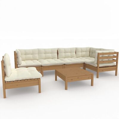 vidaXL 7-tlg. Garten-Lounge-Set mit Kissen Honigbraun Kiefernholz