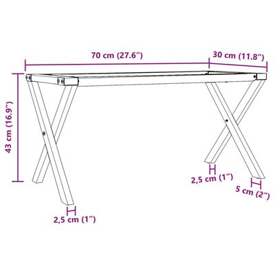 vidaXL Couchtisch-Gestell in X-Form 70x30x43 cm Gusseisen