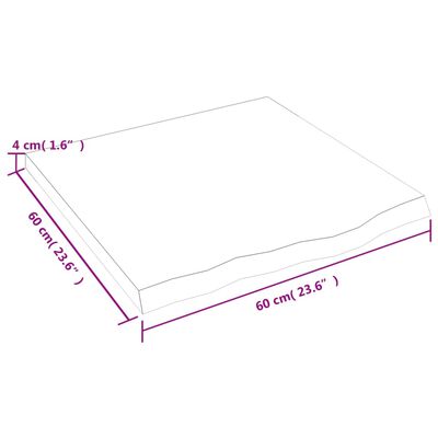 vidaXL Waschtischplatte 60x60x(2-4) cm Massivholz Unbehandelt