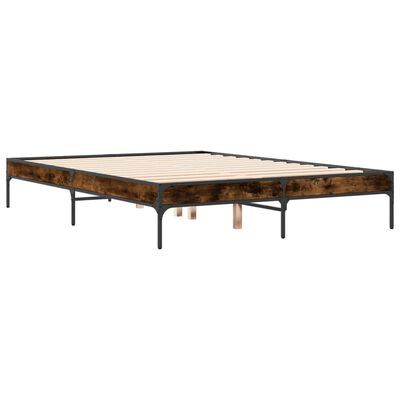 vidaXL Bettgestell Räuchereiche 140x190 cm Holzwerkstoff und Metall